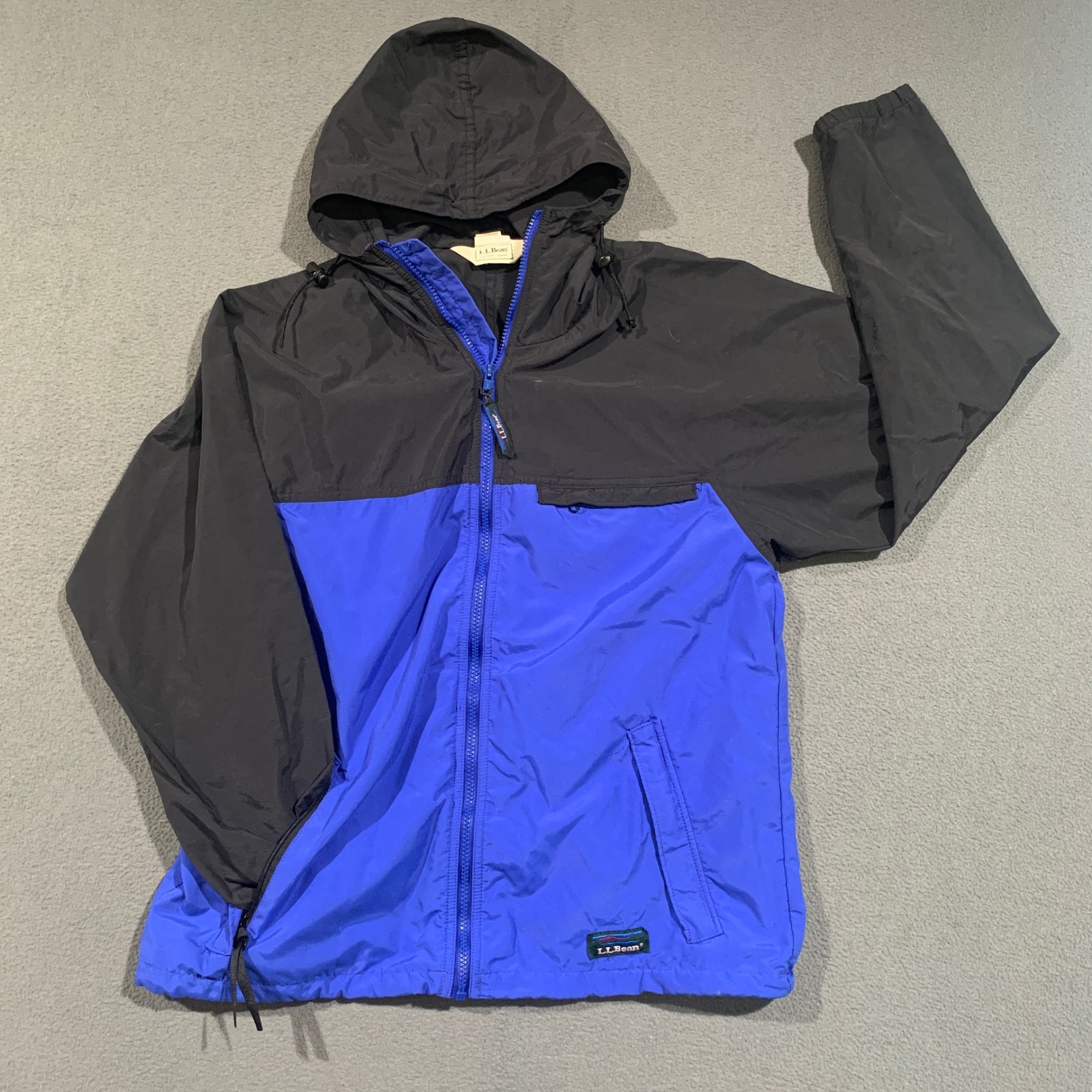 Vintage Usa L.L. Bean Windbreaker Jacket Mens Small Blue Black Colorblock 90s